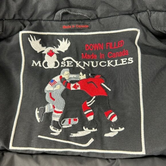 Moose Knuckles Black Down with Fur Jacket Women's Size S - Picture 9 of 16